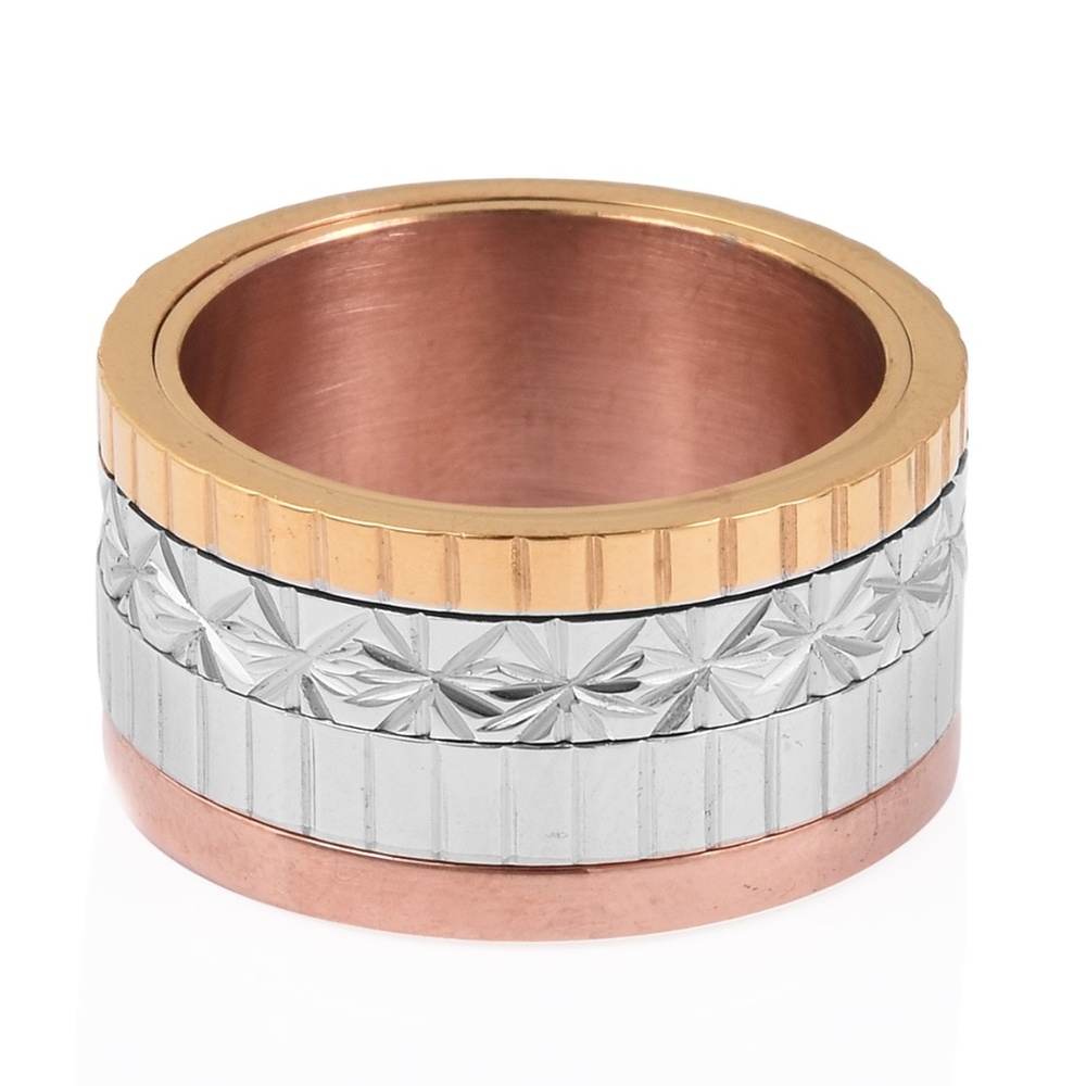 ION Plated YRG & Stainless Steel Ring (Size 6.5) - Picture 3 of 4